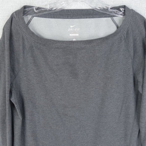 Nike Sweatshirt Womens Small Gray Long Sleeve Dri Fit Round Neck Stretch - Picture 2 of 9